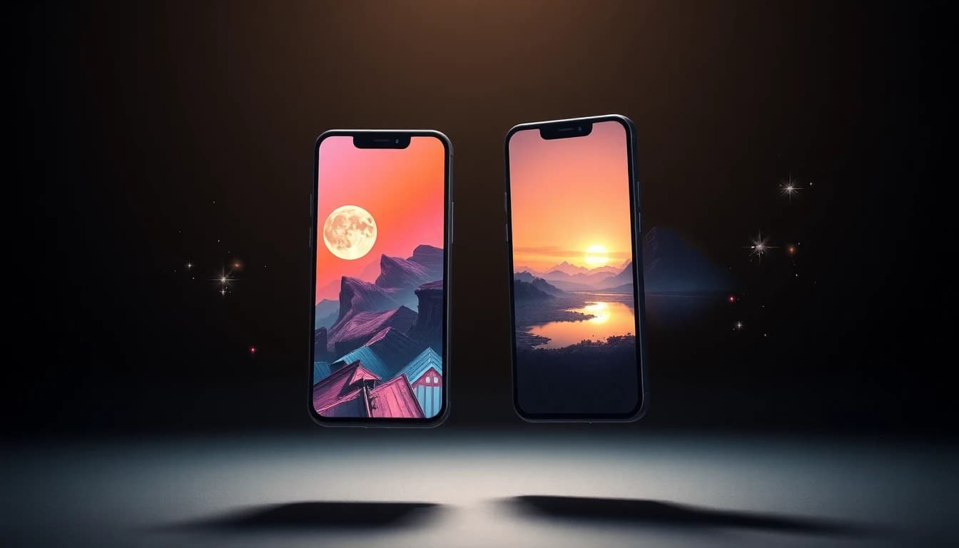 Best AI art generator app for iPhone and Android - two smartphones showing LUNA AI art app with generated artwork